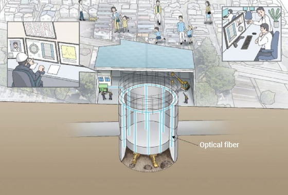 Caisson-construction management system using optical-fiber sensors