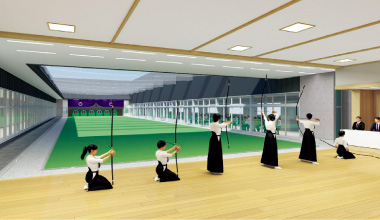 図版:内観イメージ:弓道場(遠的)