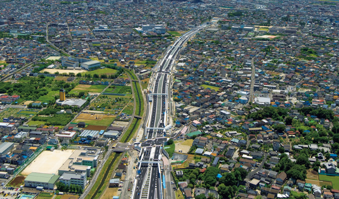写真：東京外かく環状道路千葉県区間（外環千葉）の市川中・国分工区（千葉県）