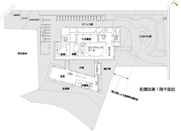 図版:配置図兼1階平面図