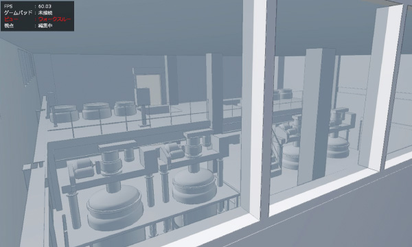 図版:見学者通路からの視線確認(BIMモデルから作成)