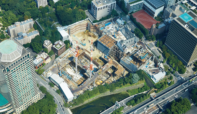 写真：地下工事を上空から