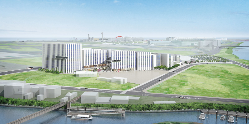図版:全景(手前に海老取川,奥に羽田空港を臨む)
