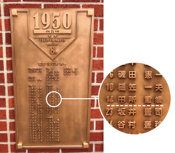 図版:名前が刻まれた銅板