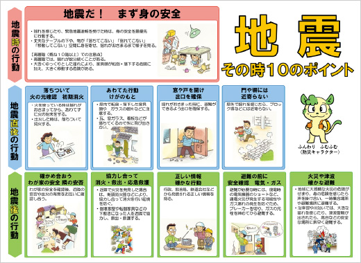 図版：東京消防庁「地震 その時10のポイント」