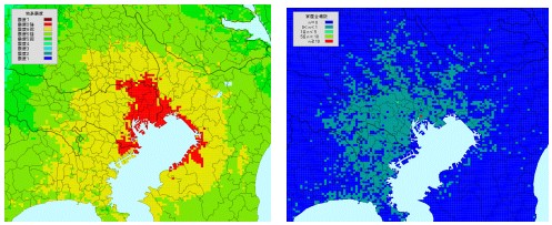 広域被災状況の推定結果と従業員の家屋被害