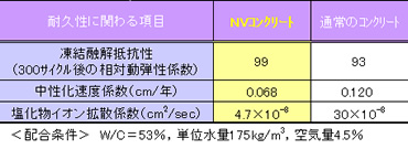 図版：NVコンクリートの耐久性