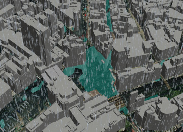 図版:都市型水害予測解析システム