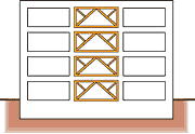 既存建築物の開口部に鉄骨ブレースを設置することで、耐力とねばり強さを向上させます。