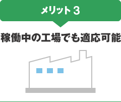 図版：メリット3 稼働中の工場でも適応可能